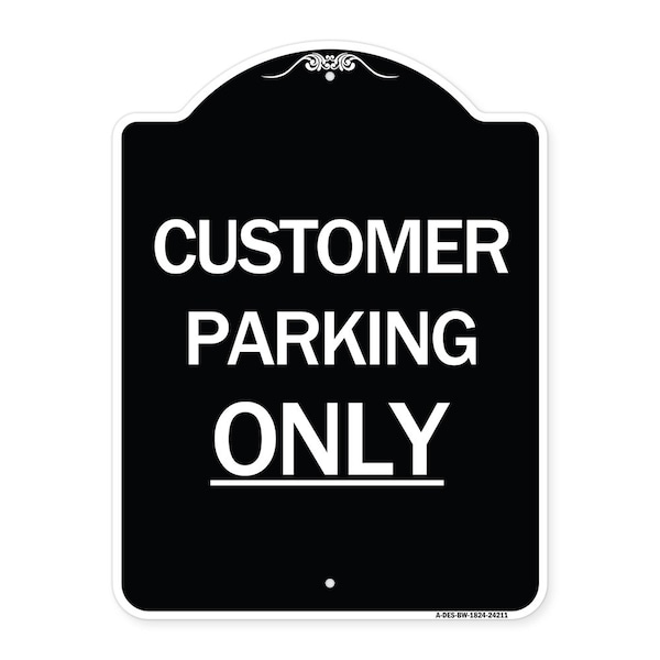 Customer Parking Only Heavy-Gauge Aluminum Architectural Sign, 24" x 18", BW-1824-24211
